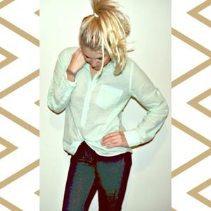 J.Crew mint striped perfect shirt