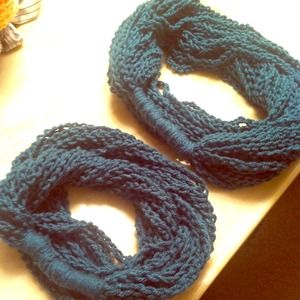 Deep teal and Peach infinity scarves