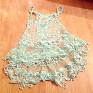 3 sheer/knit tanks MINT, PINK, LIGHT PINK, one sz