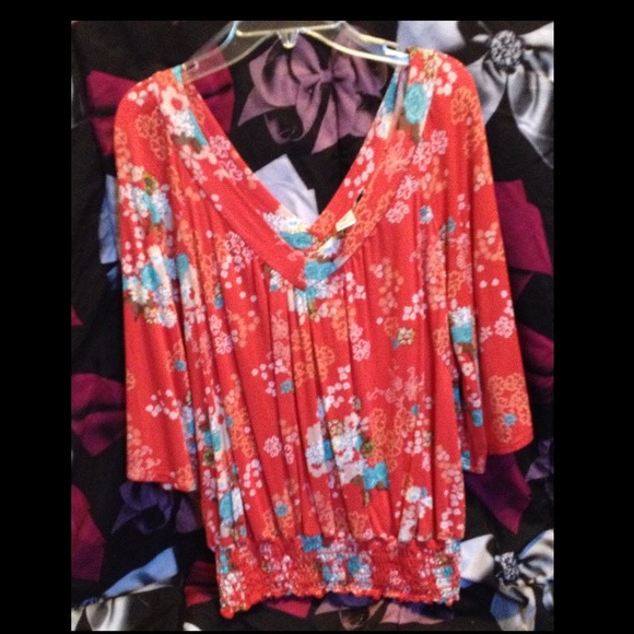 American Rag Orange Flower Top M
