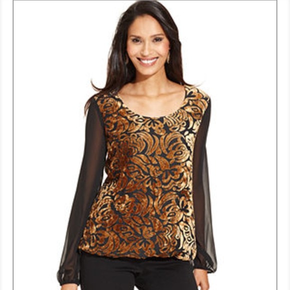 Long sleeve velvet blouson