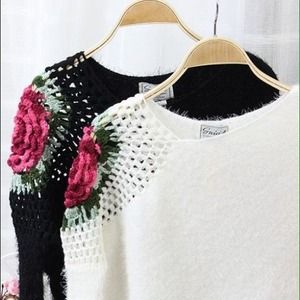 🚫SOLD OUT🚫Asymmetrical Rose Shoulder Sweater