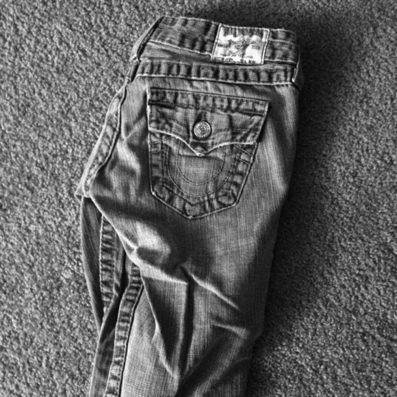 Grey true religion brand jeans.