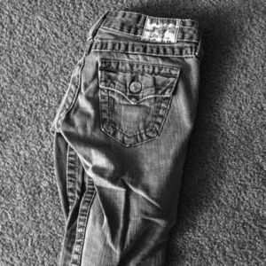 Grey true religion brand jeans.