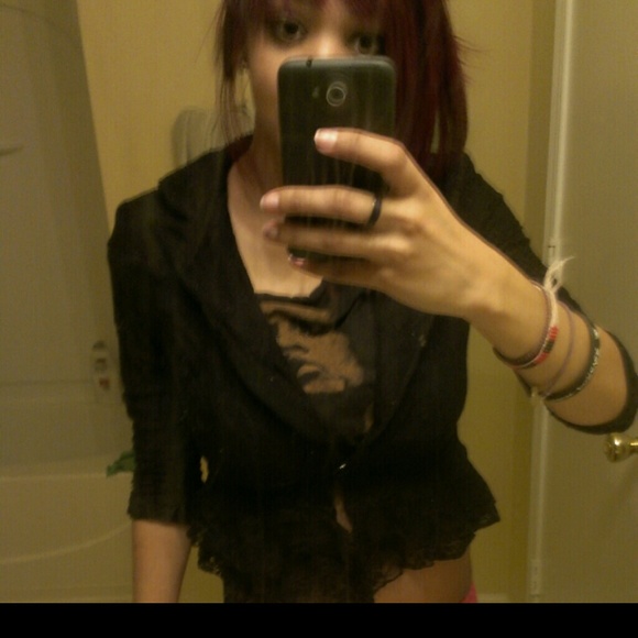 Goth like Black lace button up jacket