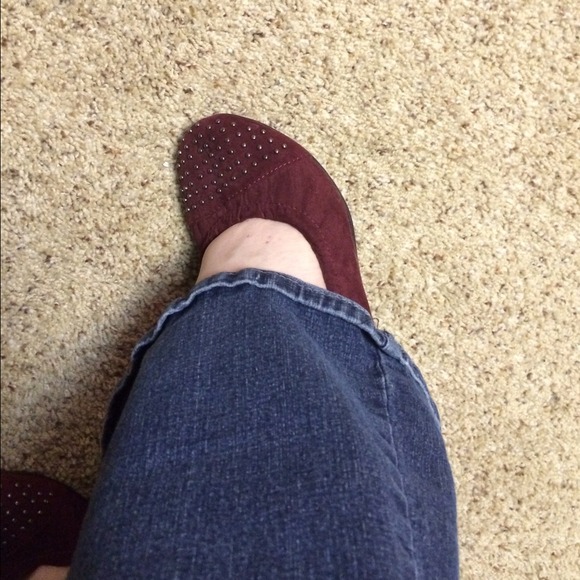 Burgundy Studded Rampage Flats - Picture 2 of 4