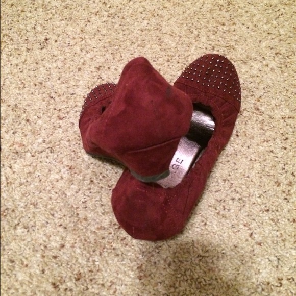 Burgundy Studded Rampage Flats - Picture 3 of 4