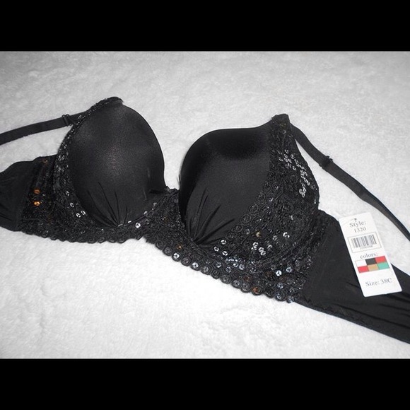 New with tags! Black Sequin Push-up Bra 38C