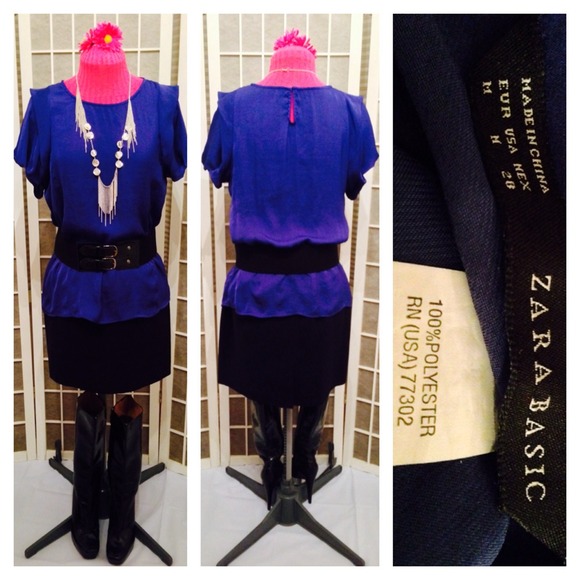 B4- 🍁 ZARA BASIC Cobalt Blue Top 🍁 - Picture 2 of 2