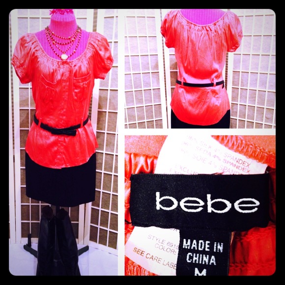 💥SALE💥 BEBE Dark Pink Silk Button-front Blouse