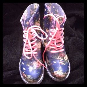 Clear Flower Patterned High Top Shoes