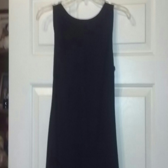Full length black party dress with back drape