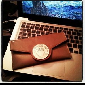 Light Gray Leather Mini Artisan Clutch