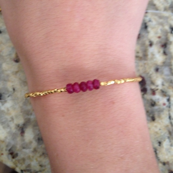 Gold Vermeil Bracelet With Ruby Red Rondelle Gems