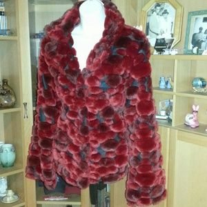 BURGUNDY SANS SOUCI FAUX FUR JACKET