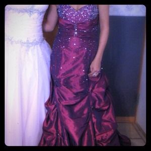 Purple beaded prom dress