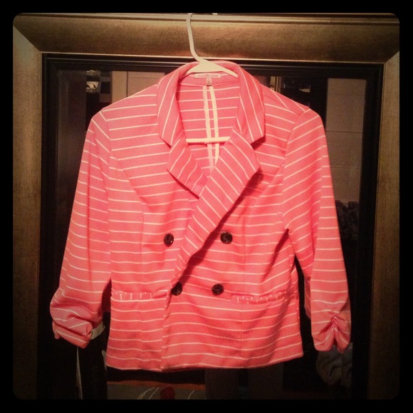 Baby Pink & White Striped Blazer!