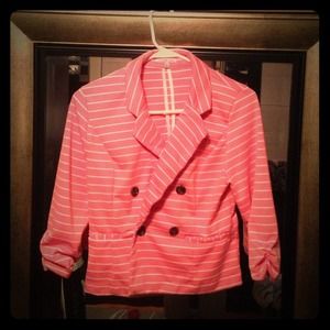 Baby Pink & White Striped Blazer!