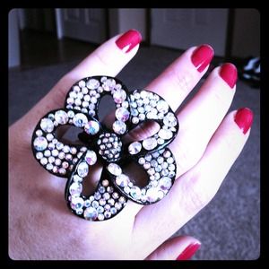 Black with Diamonds stretch ring