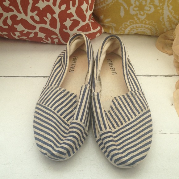 Blue and White Striped Shoes