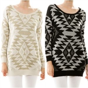 Hold silver/black metallic Aztec sweater