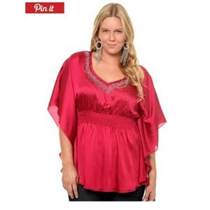 Sexy Red blouse with beading