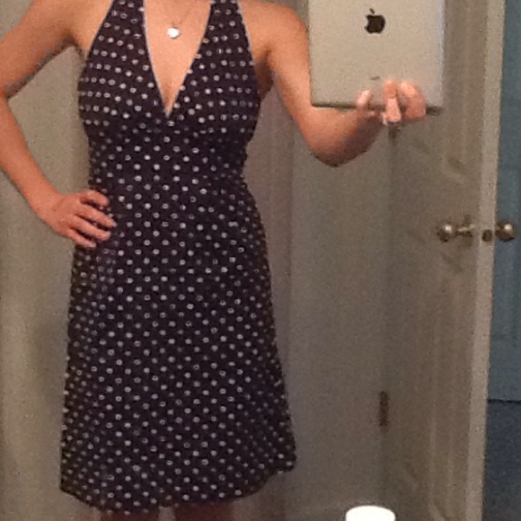 Navy polka-dot dress
