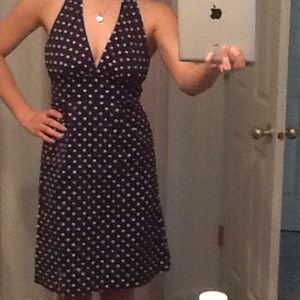 Navy polka-dot dress