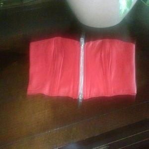 Red Genuine Leather bustier....NWOT