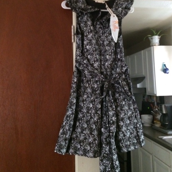 Silver Roses Dress w/ tie + Bow Heels