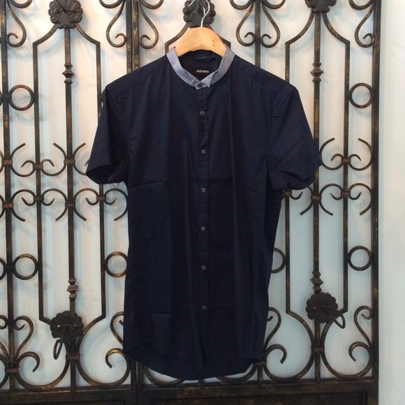 Antony Morato Blue Corean Neck Shirt