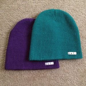 Purple and Teal Neff Beanies
