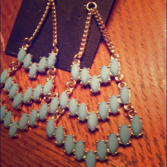 Tiers chandelier aqua earrings