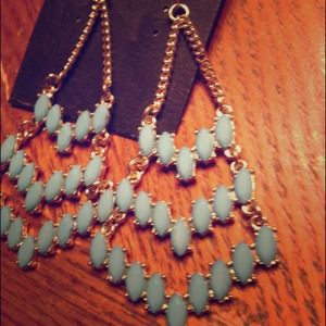 Tiers chandelier aqua earrings