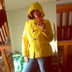 Bright yellow pea coat