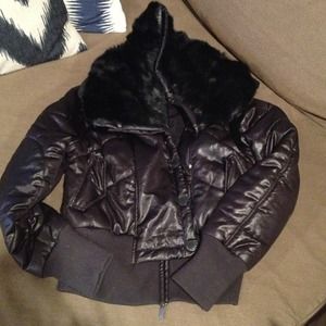 A/X black jacket with removable real rabbit fur !