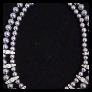 Gray pearl and cubic zirconia accent necklace