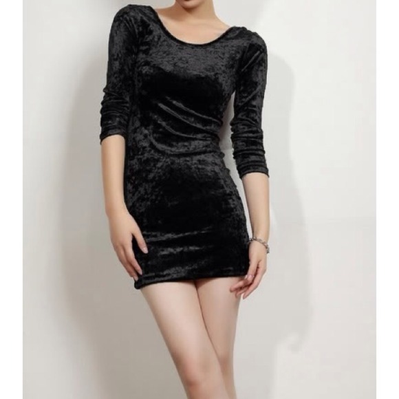Vintage Dresses & Skirts - Vintage 80s- 90s Crushed Velvet Bodycon Mini Dress