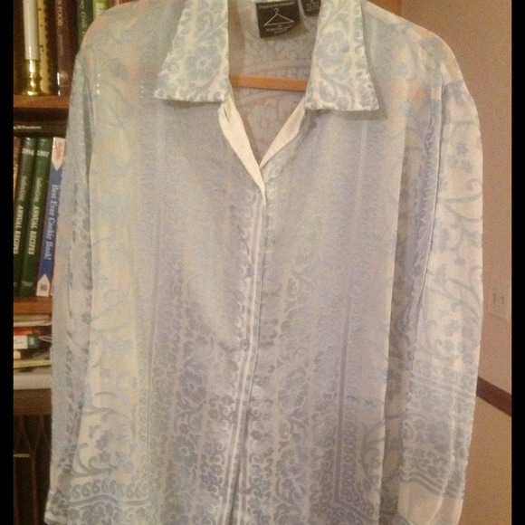 Tops - PALE BLUE BURNOUT BLOUSE