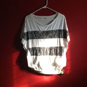 Cream and black lace with pockets shirt