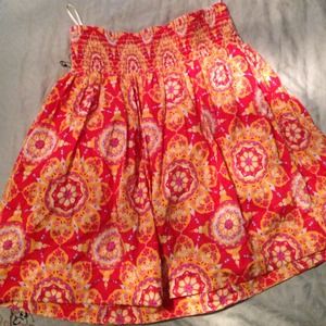 Red camel printed skirt.