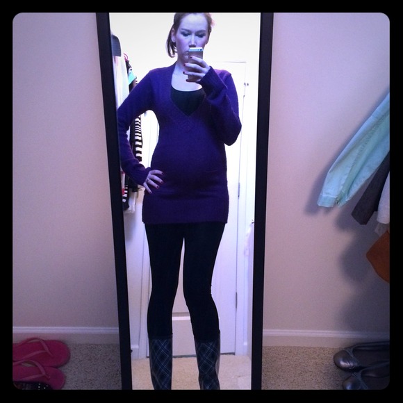 wet seal Other - Purple sweater, black leggings, purple leg warmers