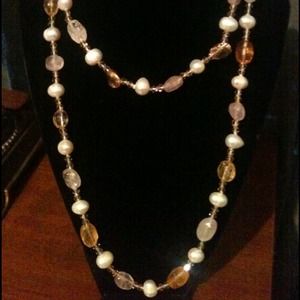 Genuine Cultured Pearl & Stone Necklace REDUCED!