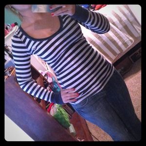 Striped navy long sleeve shirt