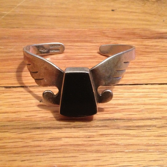 Silver and Onyx cuff