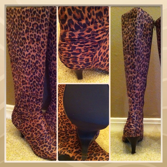 Boots - 3" heel Leopard print boots - NWOT