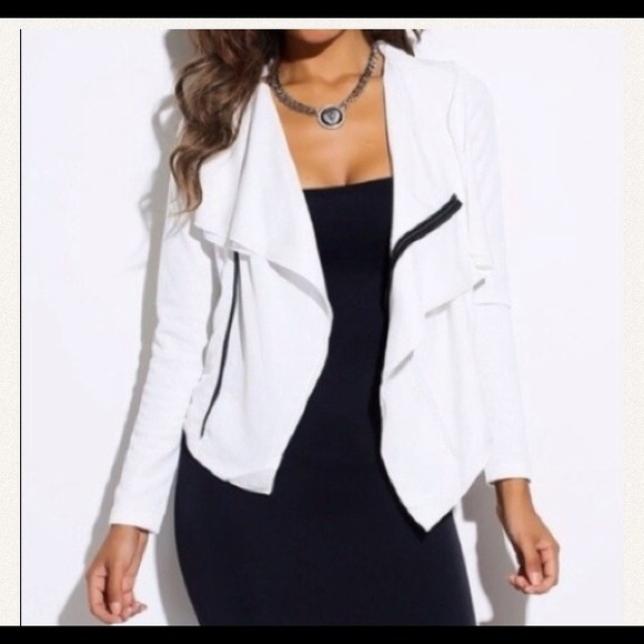 White & black chiffon moto jacket