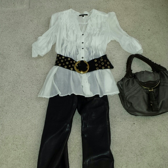 Designer Brown Leather Belt 34\