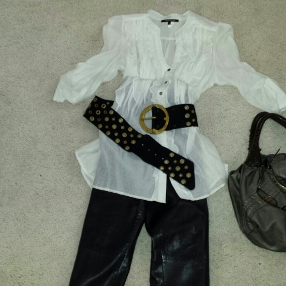 Designer Black leather Belt 32"