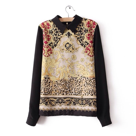 Tops - Elegant Pattern Chiffon Blouse